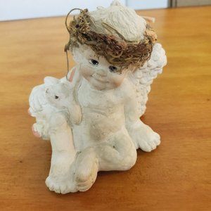 Dream Sickle Cheurb Angel Holding Rabbit 4.5"H4.5"W Cast Art Kristen signed